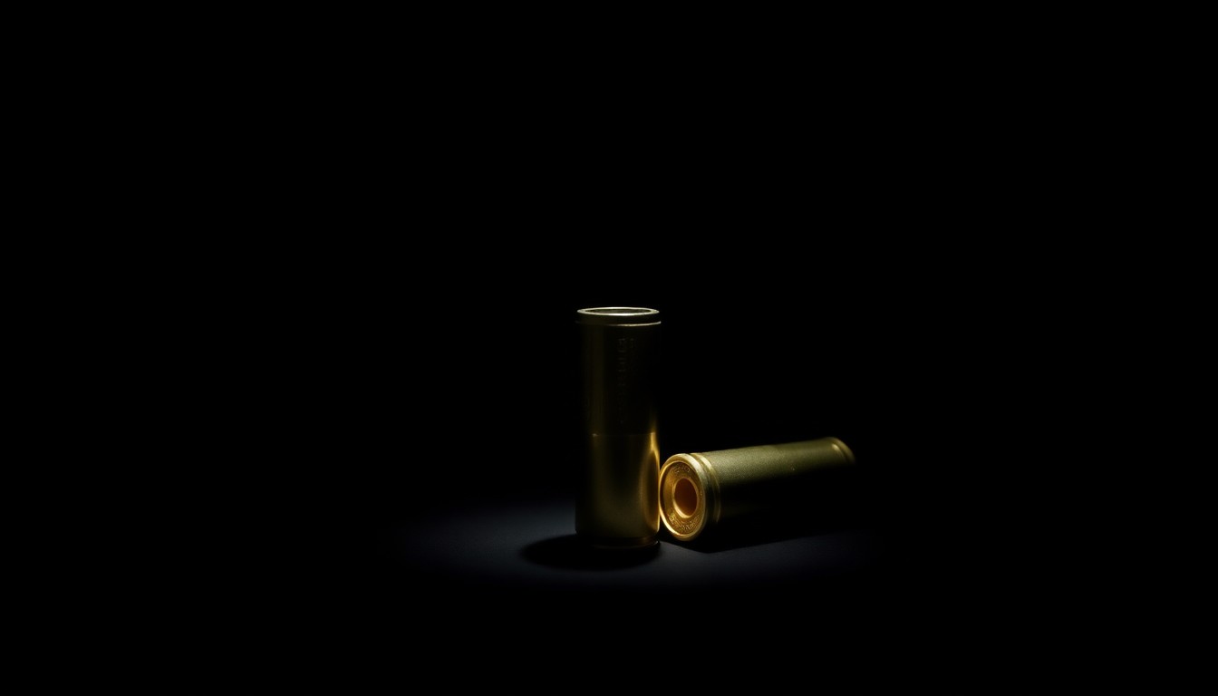 An extreme close-up photograph of a single 9mm shell casing against a black background, conveying the gritty, investigative nature of the evidence presented in the Young Park shooting trial.