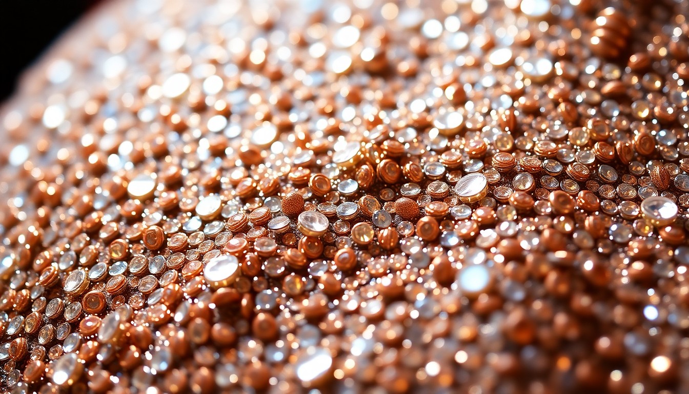 An abstract close-up photograph of shimmering, high-contrast sequins and rhinestones, capturing the glitz and glamour of a Broadway production.