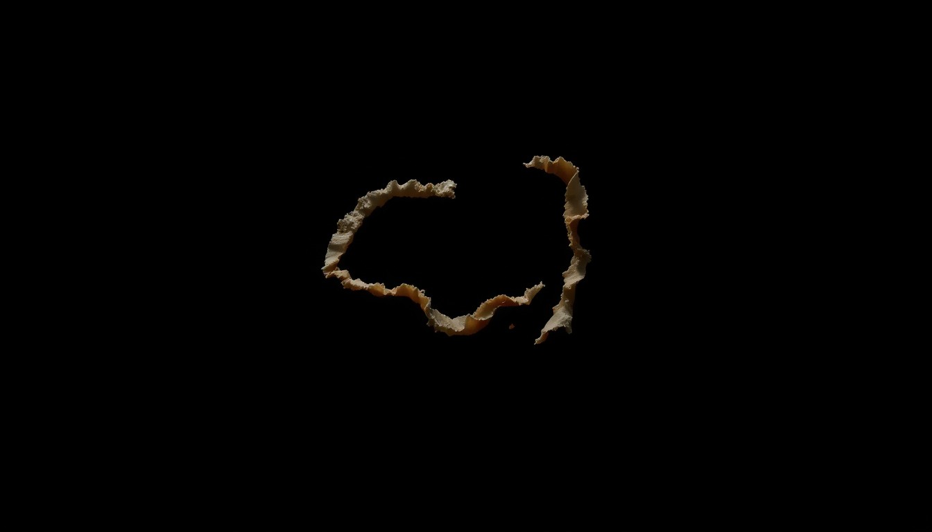 An extreme close-up of a torn piece of fabric or broken personal item, dramatically lit by a harsh camera flash against a black background, conceptually representing the violence of the reported crimes.