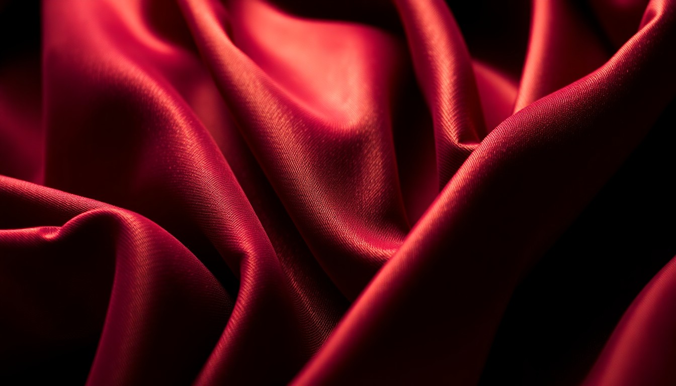 An extreme close-up photograph of a rich, velvety fabric in deep burgundy and gold tones, capturing the luxurious yet unsettling atmosphere of the film's setting.