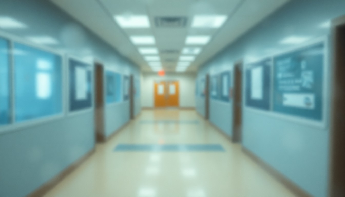 An abstract, out-of-focus photograph depicting a blurred, hazy scene of a school hallway or office space, with muted colors and soft pools of light, conceptually representing the concerns about the work environment within the Stamford school district.