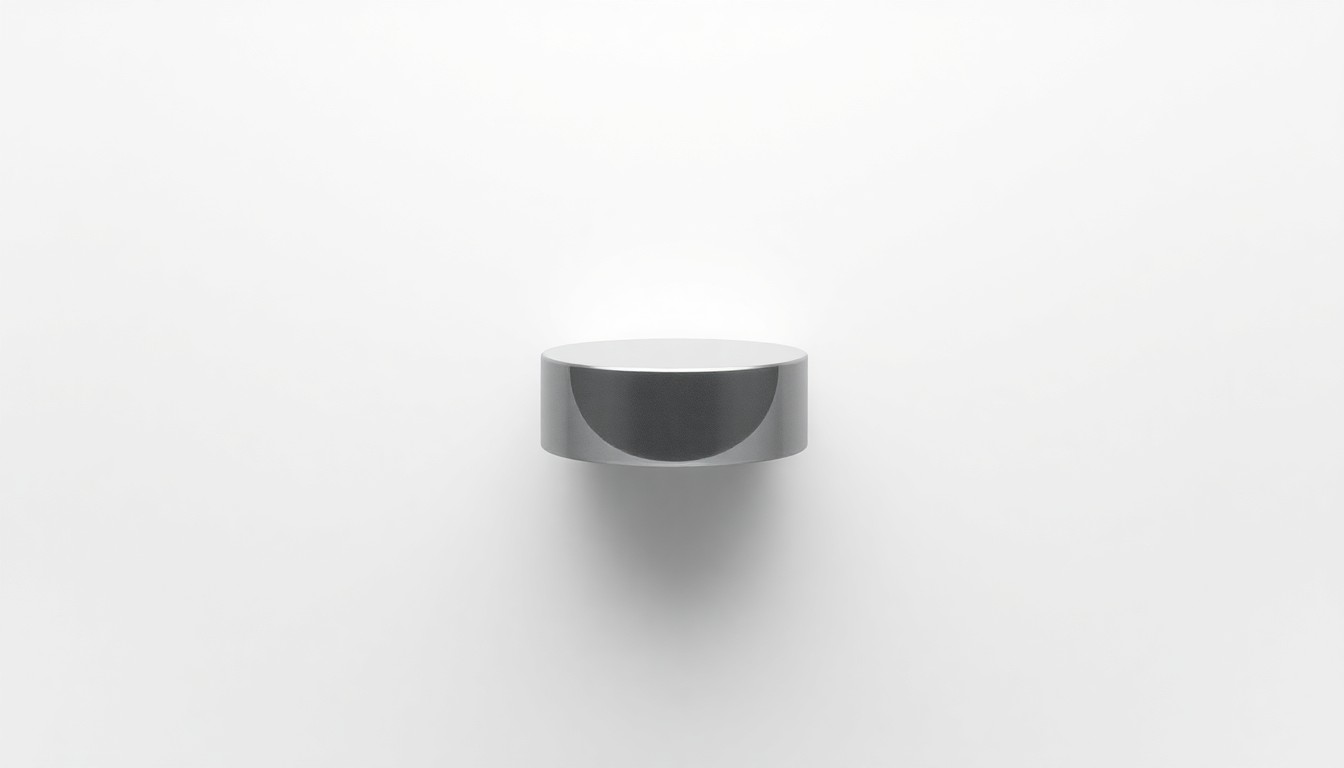 A highly detailed, photorealistic studio photograph of a single polished metal desk accessory floating on a clean white background, conveying an abstract concept related to corporate finance and stock market performance.