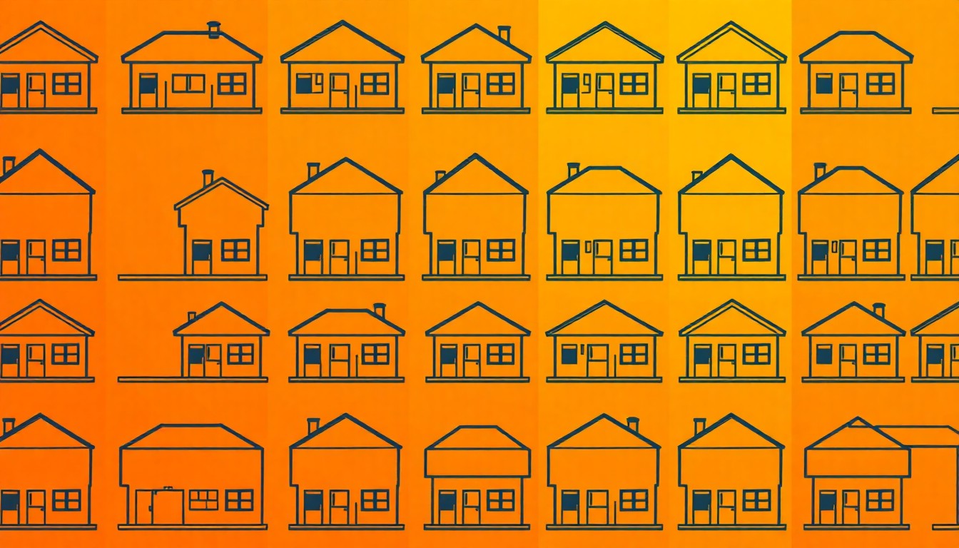 A brightly colored, abstract silkscreen print featuring a repeating icon of a childcare center building in a grid pattern, using vibrant neon hues and heavy black outlines to capture the spirit of a community-focused service.