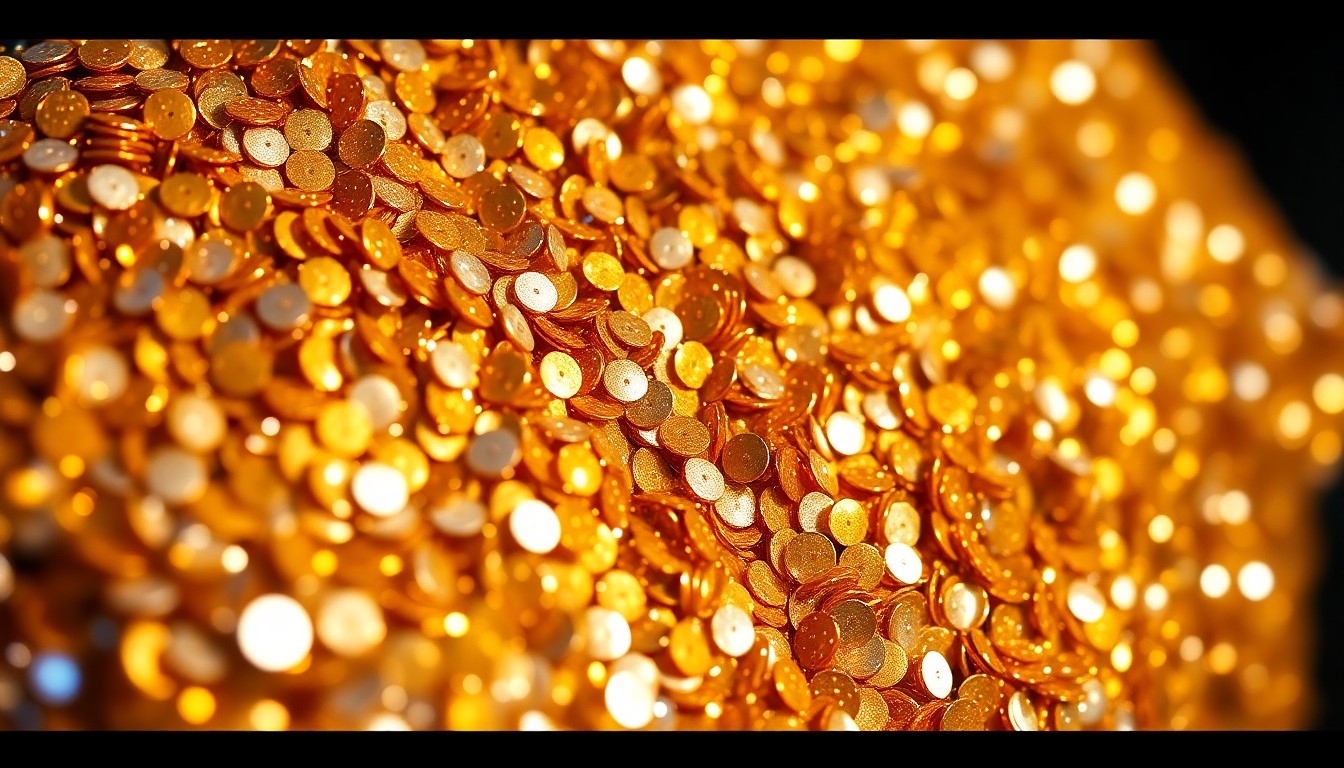 An abstract close-up photograph of shimmering gold and silver sequins, capturing the high-fashion glamour and energy of the entertainment industry.