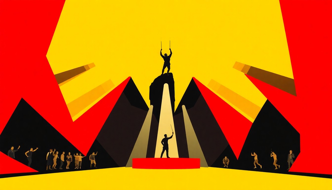 A bold, abstract circus poster with jagged red, yellow, and black geometric shapes, conceptually representing the high-energy acrobatic and stunt performances of the traveling Do Portugal Circus.