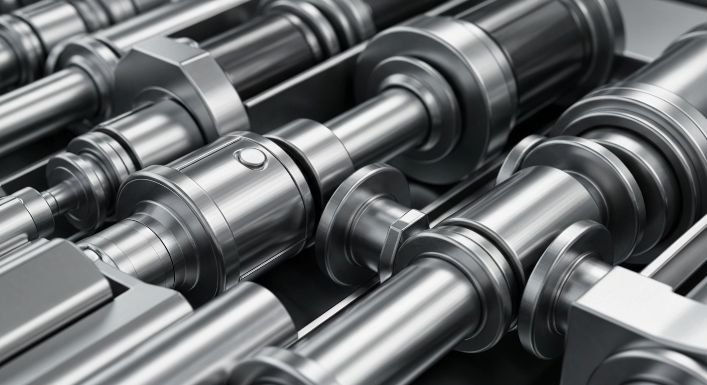 A dramatic, high-contrast close-up of intricate, metallic banking machinery and components, conveying the physical, industrial nature of financial institutions and markets.