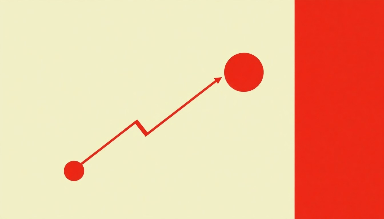 A vibrant abstract illustration composed of overlapping triangles and circles in shades of blue, red, and yellow, conveying a sense of economic growth and vitality.