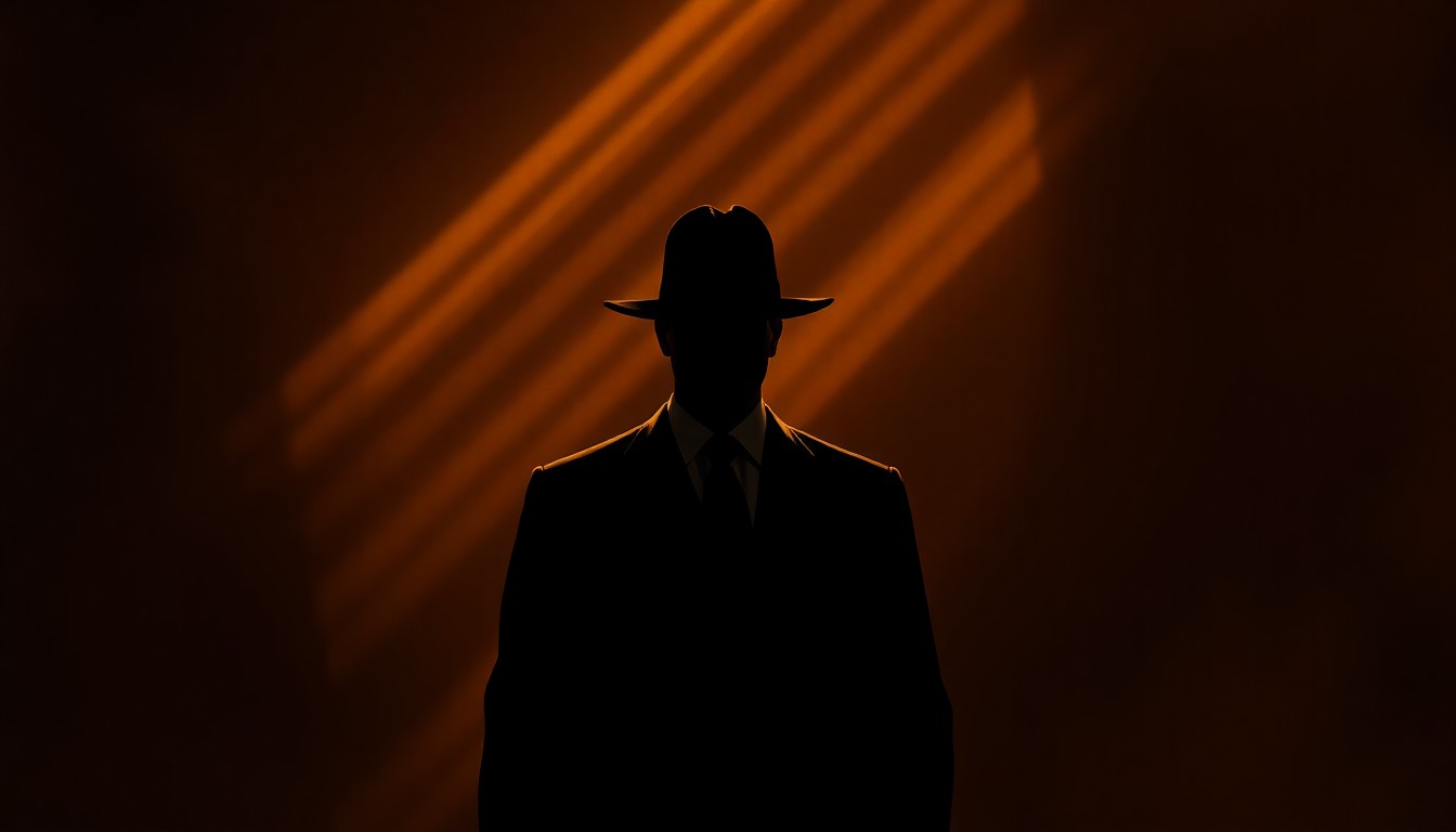A cinematic painting in the style of Edward Hopper, depicting a solitary figure representing law enforcement or the justice system, bathed in warm, diagonal sunlight and deep shadows, conceptually illustrating the challenges faced by those upholding the rule of law in the face of growing mob influence.