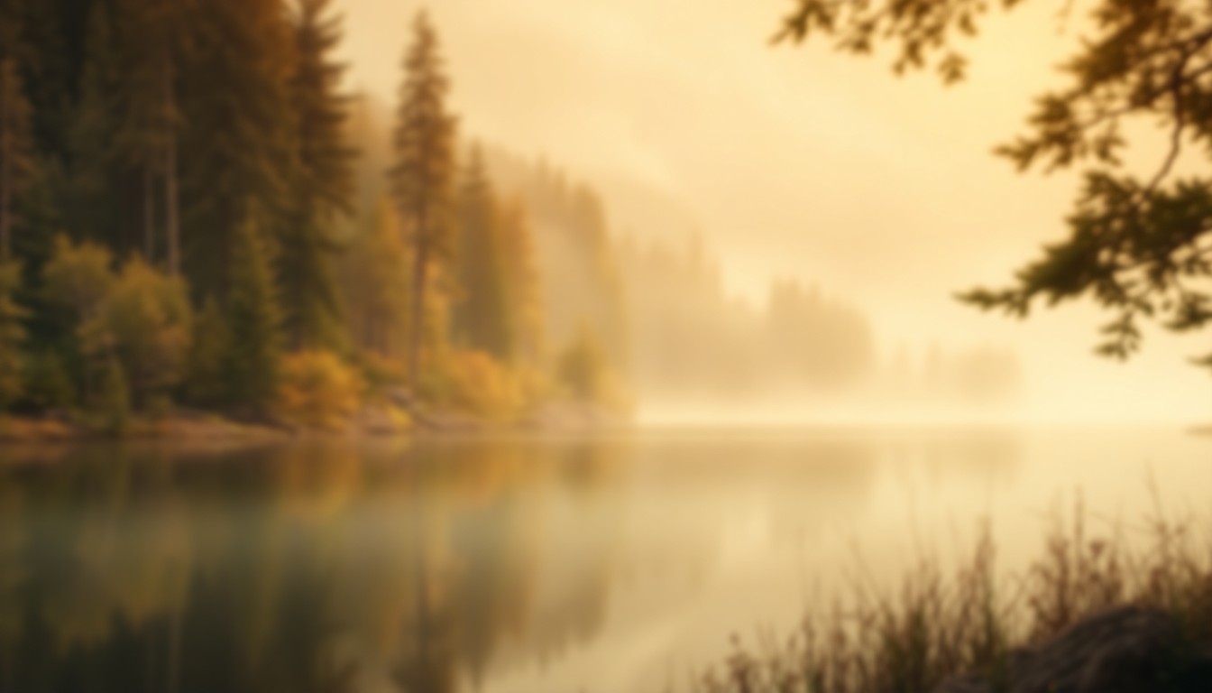 An extremely abstracted, out-of-focus photograph in warm, earthy tones depicting a serene nature scene, conceptually representing the tranquil spirit and reverence for life that defined Carl Holter's character.