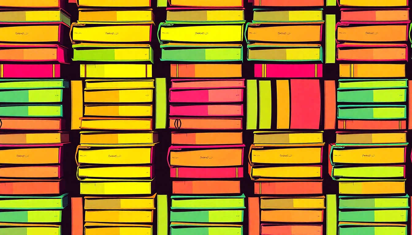 A highly stylized, abstract grid of brightly colored school supplies and textbooks, conveying the concept of educational resources and student support services in an artistic, pop art-inspired manner.