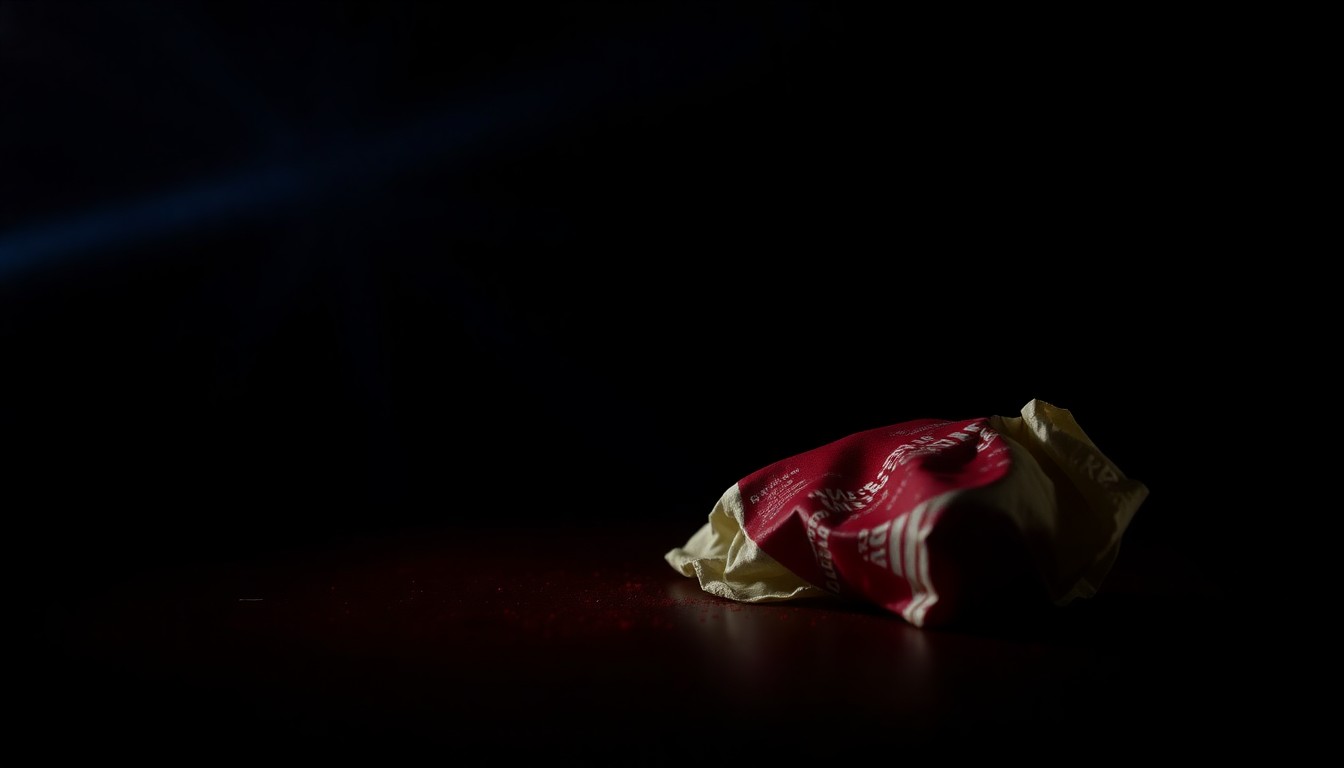 An extreme close-up photograph of a small, unidentified personal item against a pitch-black background, conceptually representing a clue or piece of physical evidence related to the Amy Bradley disappearance case.