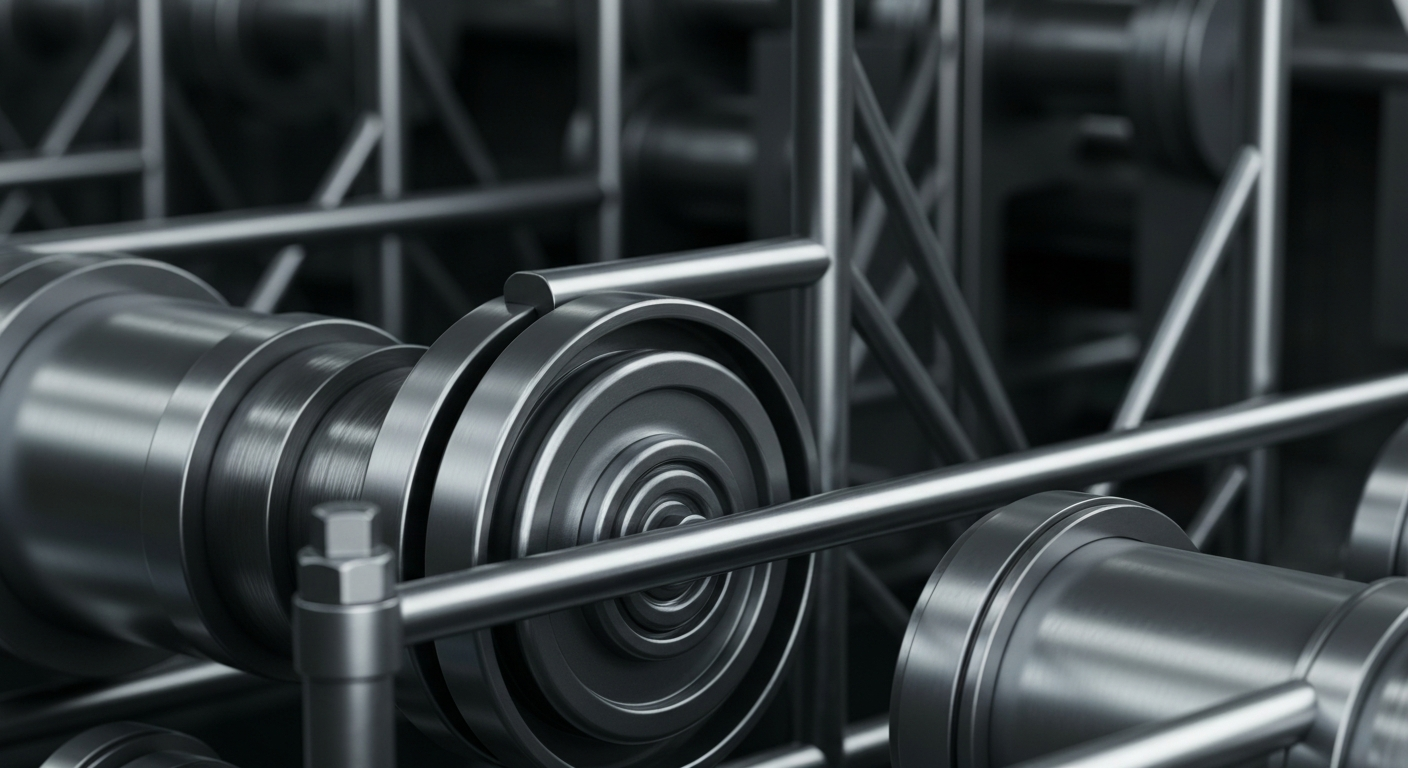 A highly detailed, macro-level view of the gears, levers, and mechanisms that make up the physical infrastructure of a bank's vault, symbolizing the secure foundations of the financial industry.