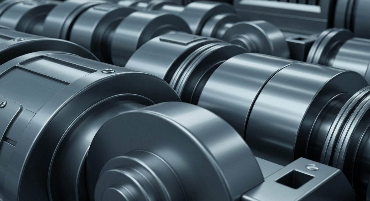 A highly detailed, cinematic close-up image of heavy, industrial banking equipment and mechanisms, capturing the tangible, physical nature of financial infrastructure without using any literal currency or charts.