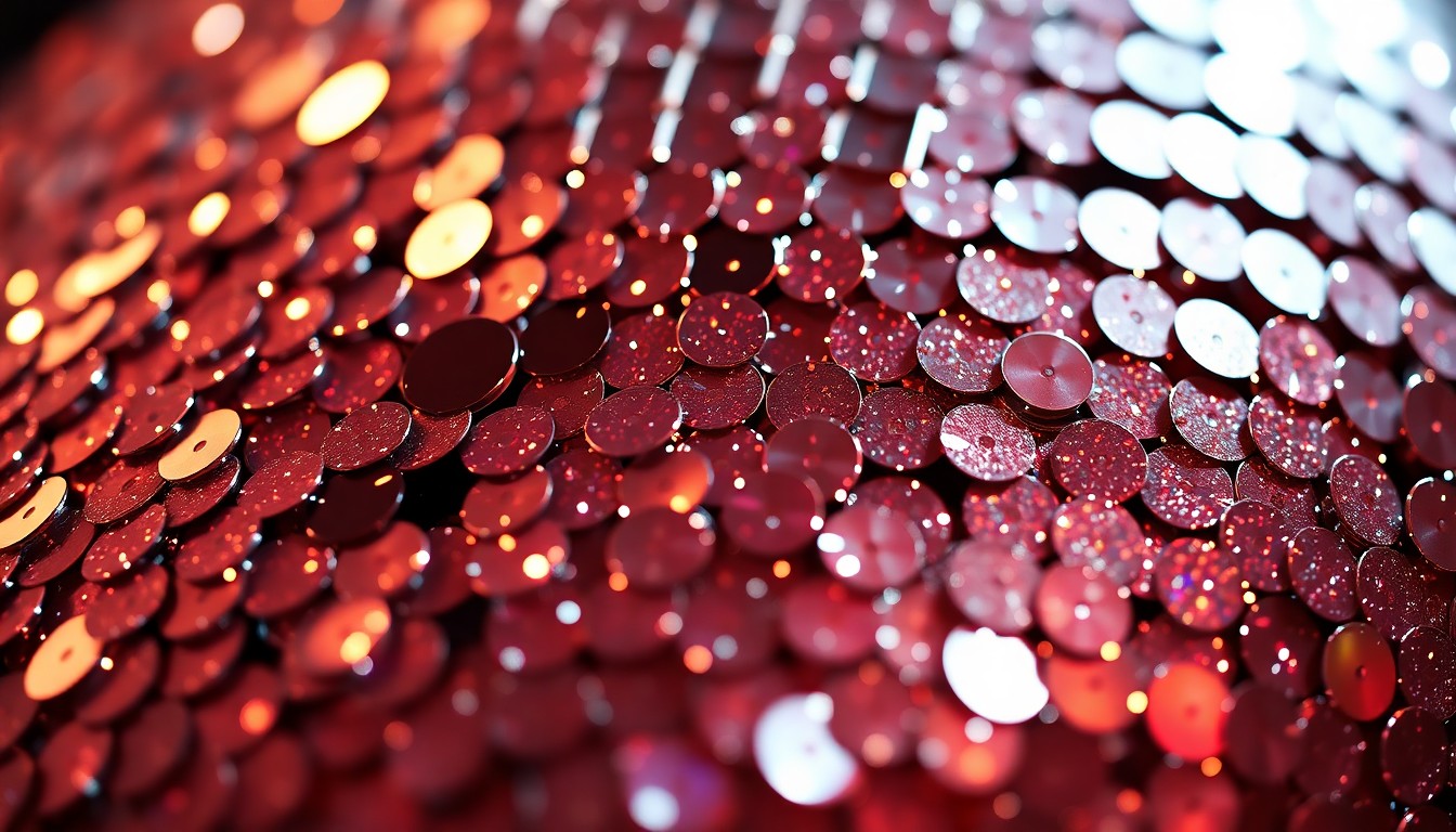 An abstract close-up photograph featuring a dazzling array of glittering, reflective textures in high contrast, evoking the glamour and excitement of a citywide music competition.