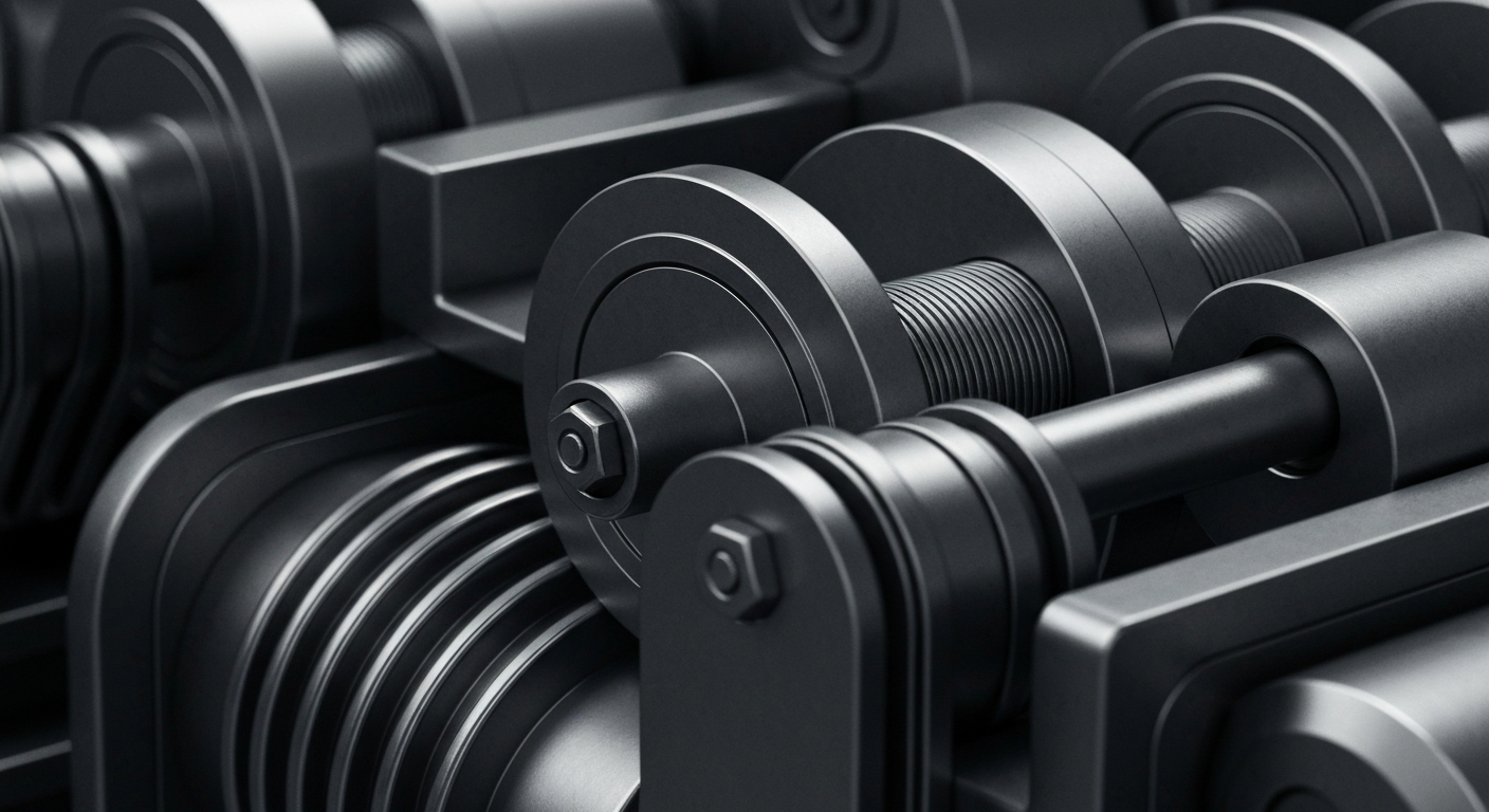 A dramatic, high-contrast close-up of the intricate, mechanical components that power a modern financial data center, representing the complex and evolving landscape of institutional investment in the semiconductor sector.