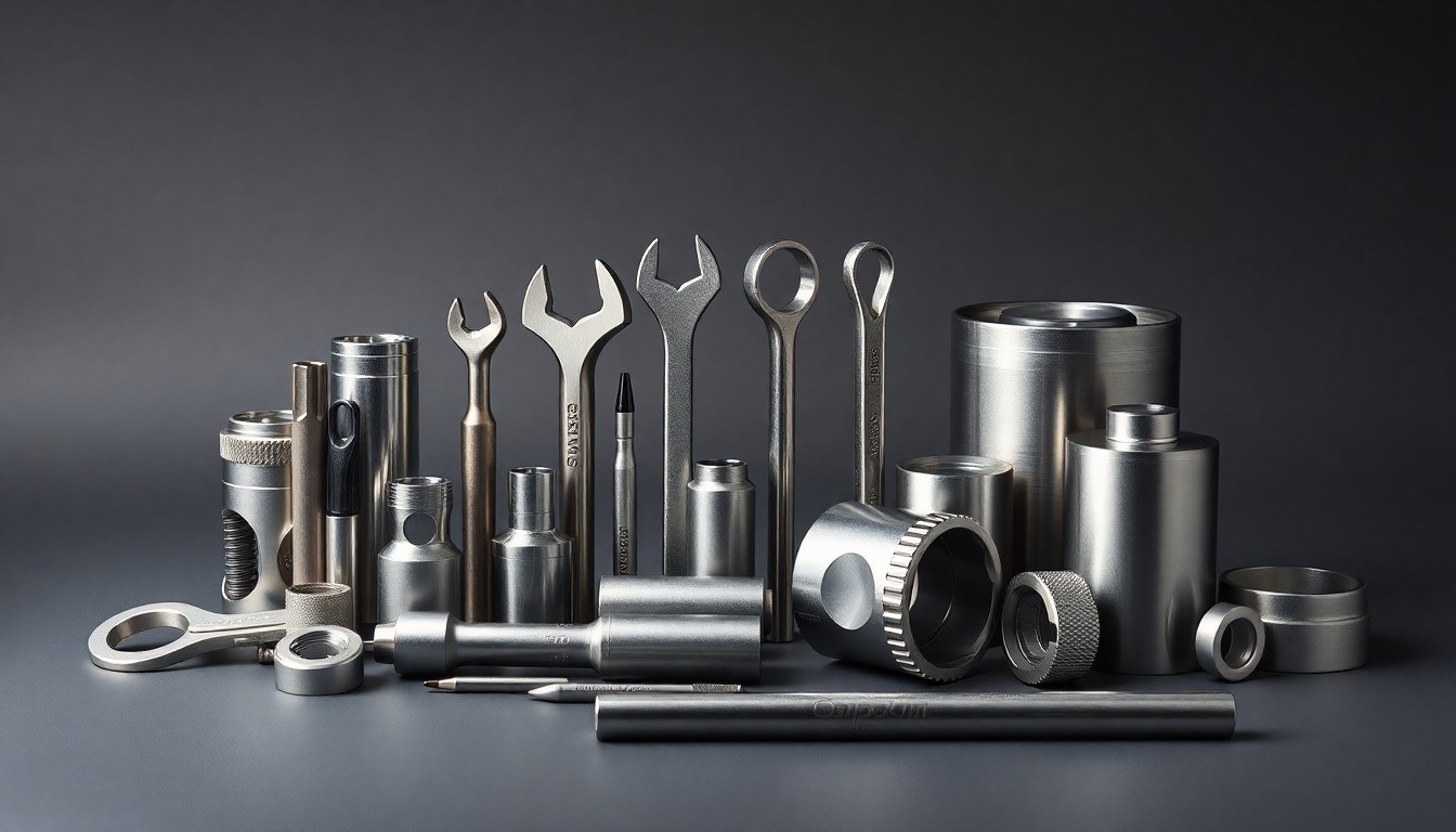 A photorealistic studio still life featuring a collection of shiny, metallic tools and equipment arranged in a clean, elegant composition on a plain background, symbolizing the precision and craftsmanship of Snap-On's products.