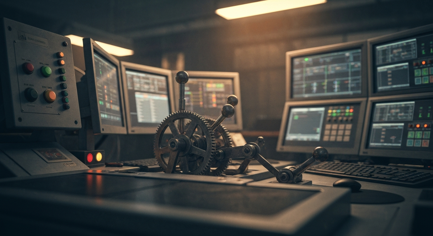 An extreme close-up of gears, levers, and other heavy industrial machinery, representing the complex financial and operational infrastructure of a major healthcare conglomerate.