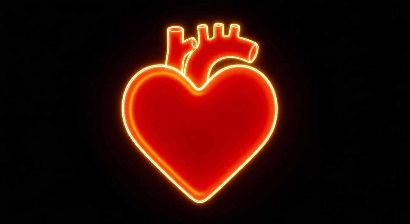 A minimalist, neon-outlined illustration of a human heart glowing against a dark background, conceptually representing the vital importance of organ donation.