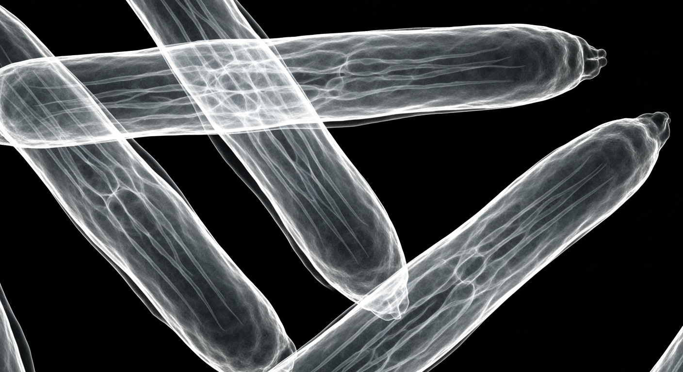 An extreme close-up X-ray photograph revealing the intricate internal structure of Haemophilus influenzae type b bacteria, conceptually illustrating the potential resurgence of this serious childhood illness.