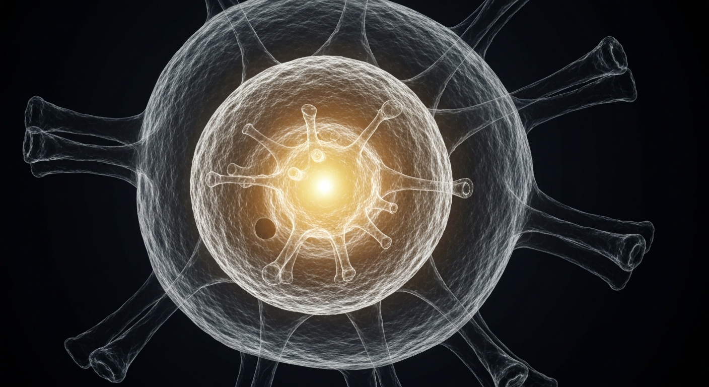 A highly detailed, translucent X-ray image showing the complex internal structure of a measles virus particle, conveying the scientific importance of the genetic data being analyzed to understand the resurgence of this preventable disease.