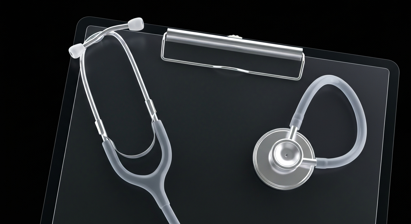 An extreme close-up X-ray photograph showing the internal structure of a stethoscope and medical clipboard, conceptually representing the important work of a healthcare information specialist.