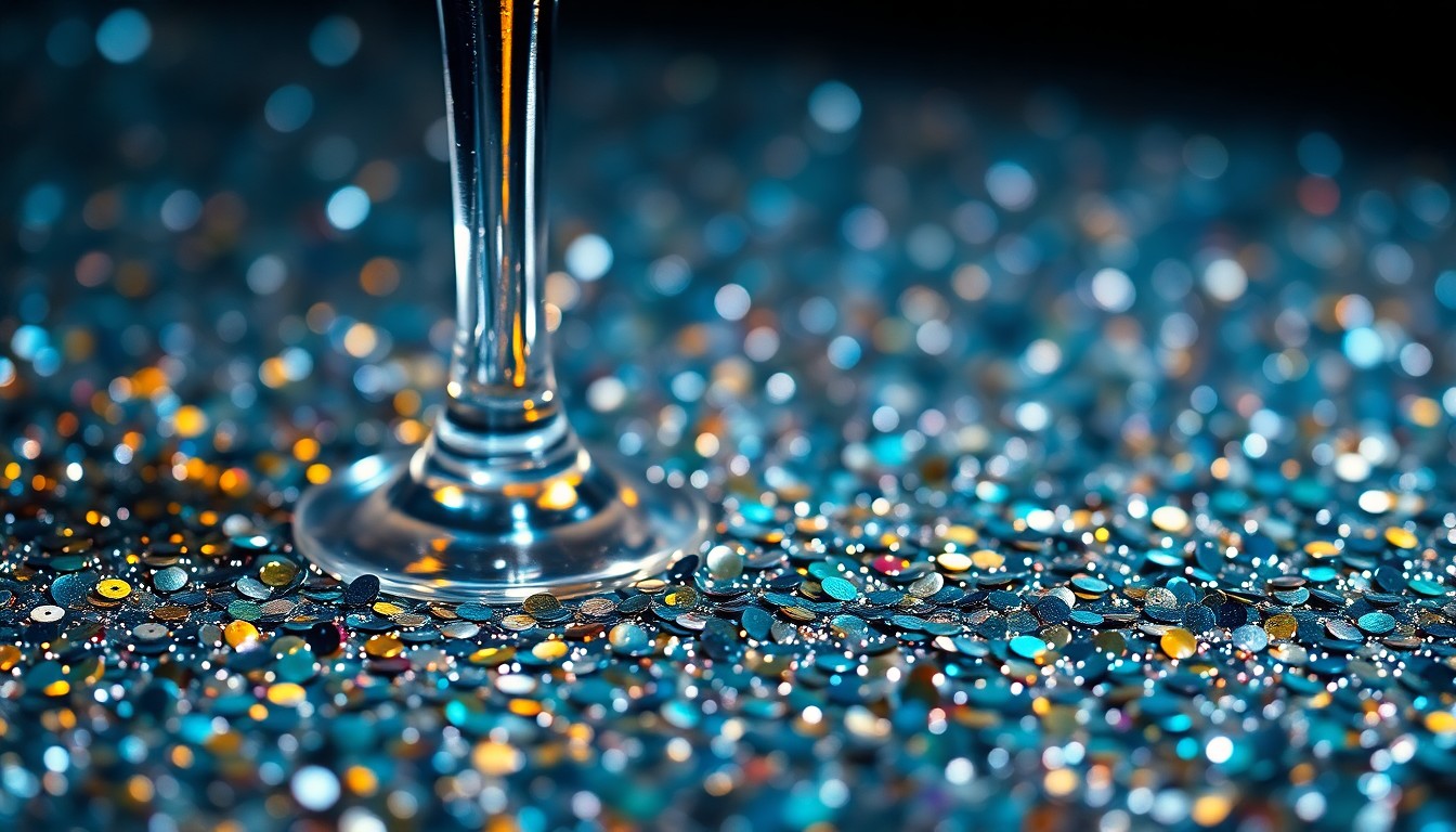 An abstract close-up photograph featuring a dramatic, high-contrast composition of shimmering sequins and glittering disco glass, conveying the luxurious and high-fashion aesthetic of Charlotte Lawrence's creative pursuits.