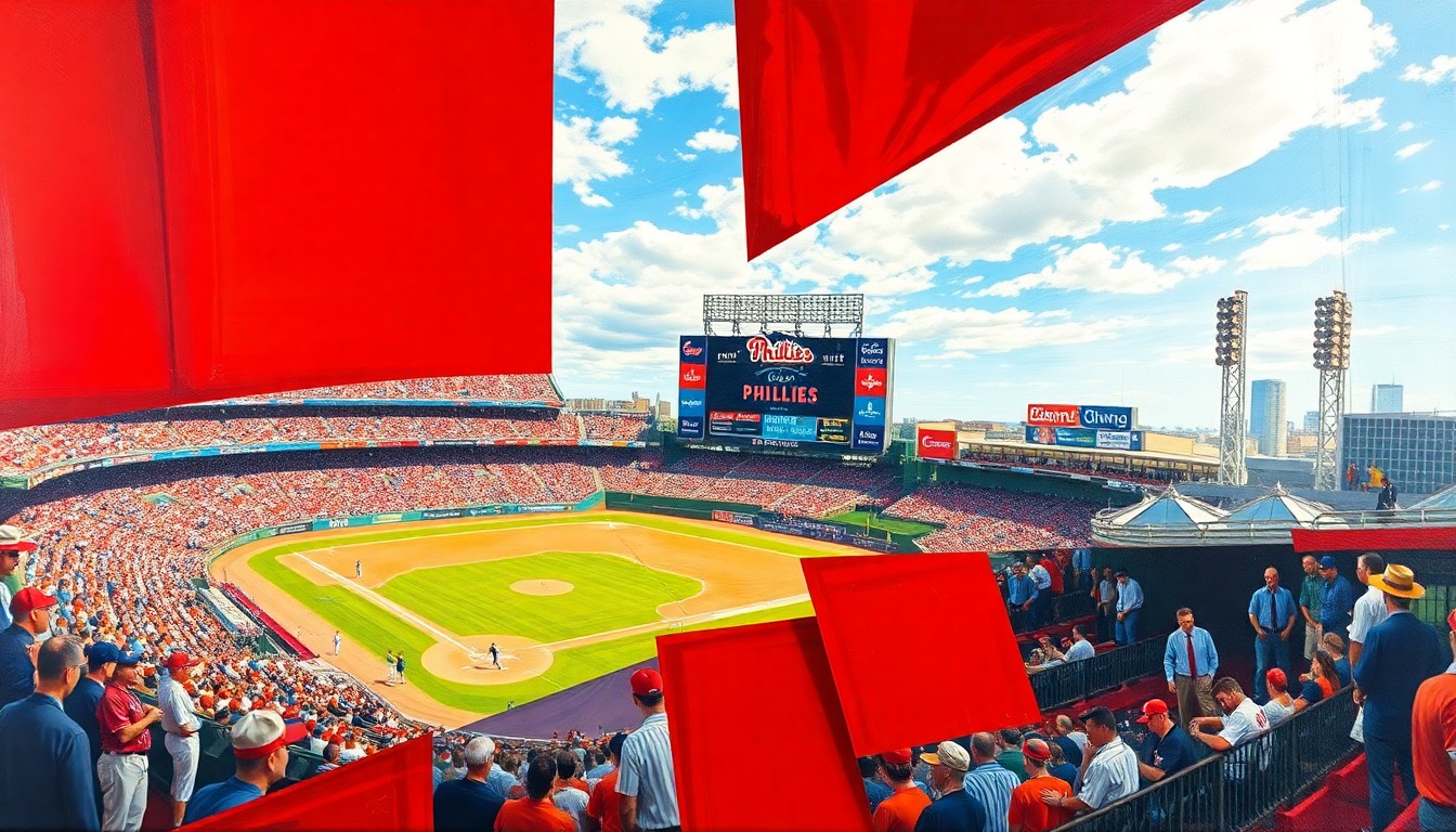 A fragmented, geometric painting depicting a baseball game in motion, with the players and field broken down into sharp, overlapping shapes and planes in the style of Pablo Picasso.