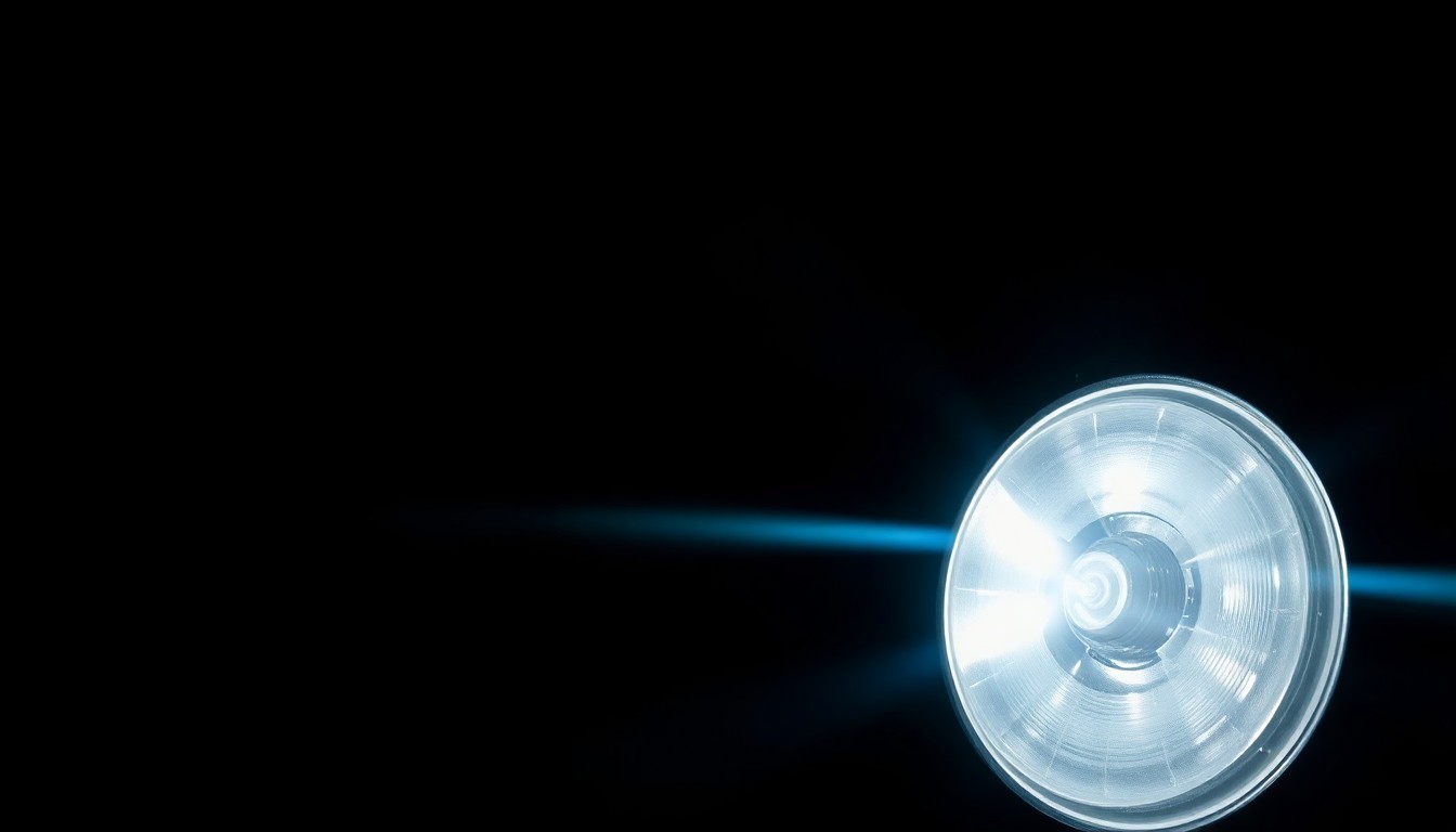 An extreme close-up photograph of a damaged motorcycle part, such as a broken mirror or shattered taillight, lit by a harsh, direct camera flash against a pitch-black background, conceptually illustrating the tragic aftermath of a fatal motorcycle accident.