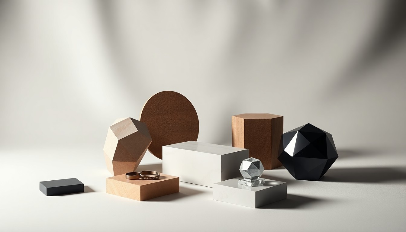A high-end, photorealistic studio still-life photograph featuring a collection of premium, geometric objects arranged elegantly on a clean, monochromatic background. The objects symbolize the financial challenges and long-term sustainability concerns facing the Adrian Downtown Development Authority.