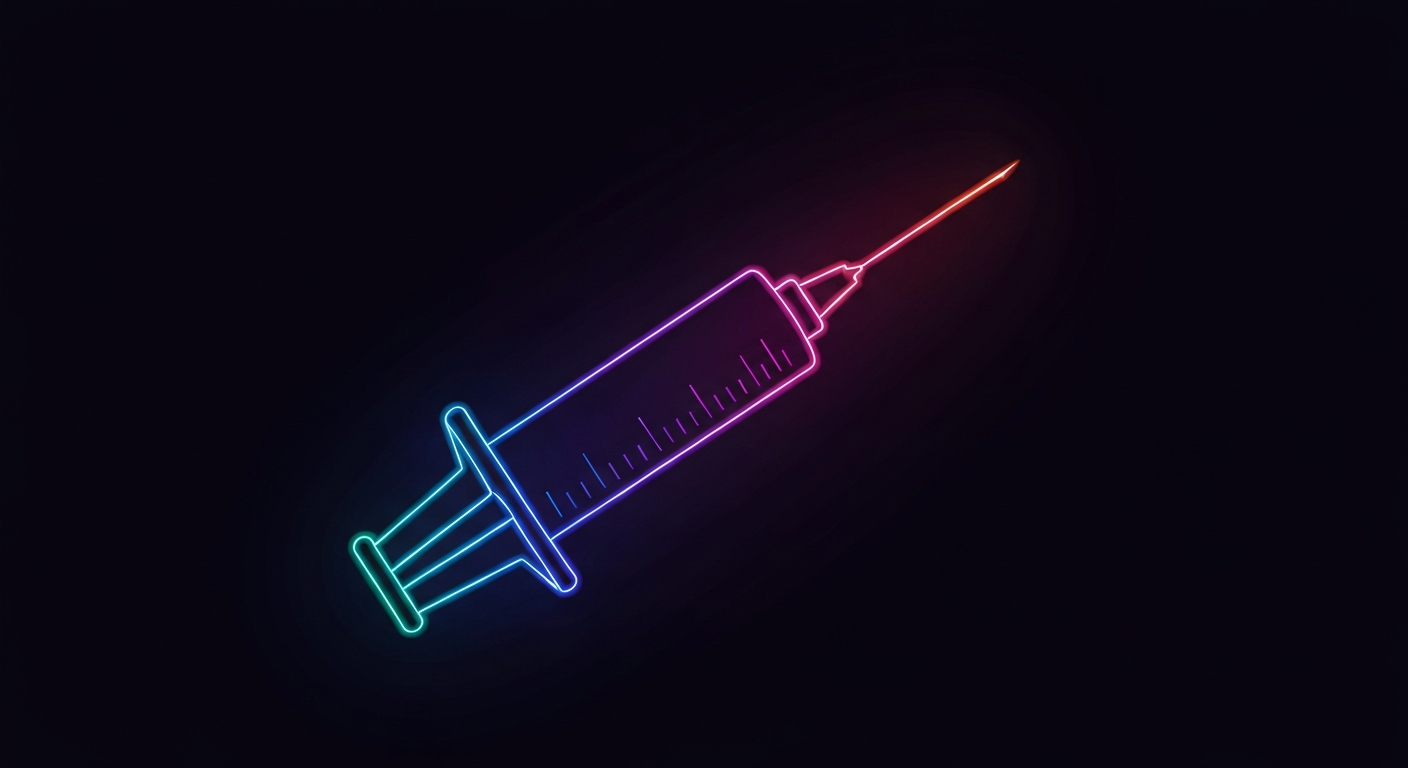 A glowing neon outline of a medical syringe against a dark background, conceptually representing the vital role of public health initiatives in saving lives and improving community wellness.