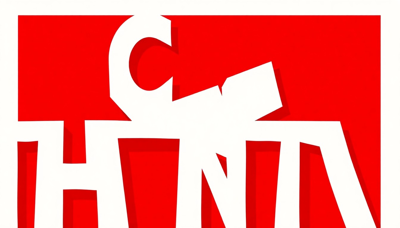 An abstract, minimalist composition of jagged, geometric shapes in bold red and white, conceptually representing the prolific artistic legacy of sculptor Richard Hunt.