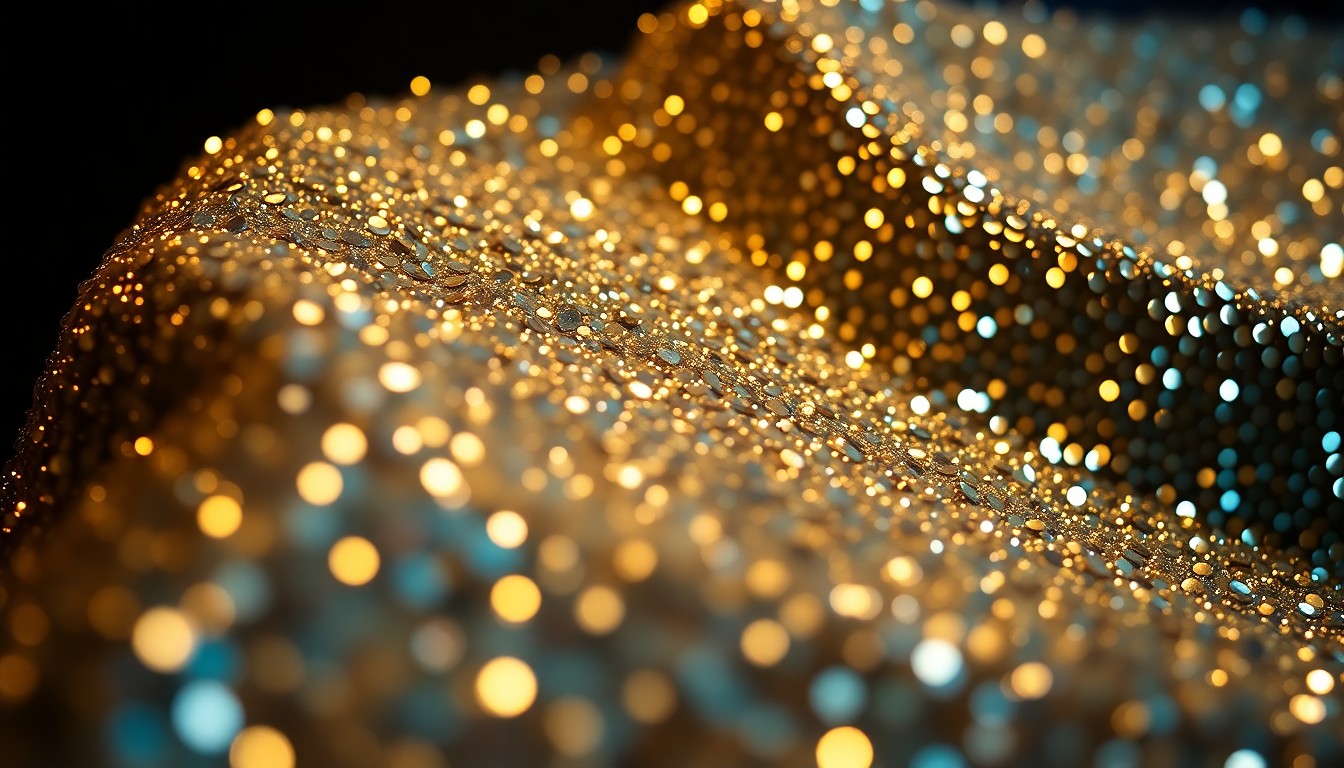An extreme close-up photograph of sparkling sequins in dramatic high-contrast studio lighting, capturing the glamour and artistry of Tenille Townes' new album release.