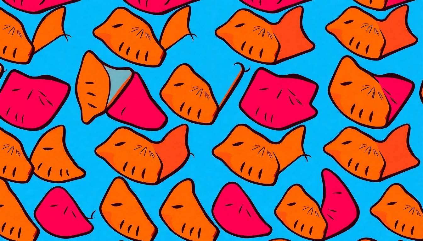 A high-contrast, silkscreen-style illustration of a traditional Polish pierogi dumpling, repeated in a grid pattern with vibrant neon colors and heavy black outlines, conceptually representing the introduction of Eastern European flavors to the local Valparaiso dining scene.