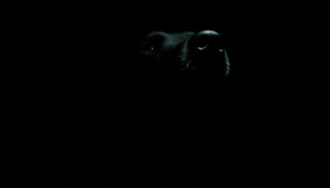 An extreme close-up photograph of a dog's shock collar against a pitch-black background, lit by a harsh, direct camera flash, conceptually representing the alleged abuse and cruelty at the dog rescue facility.