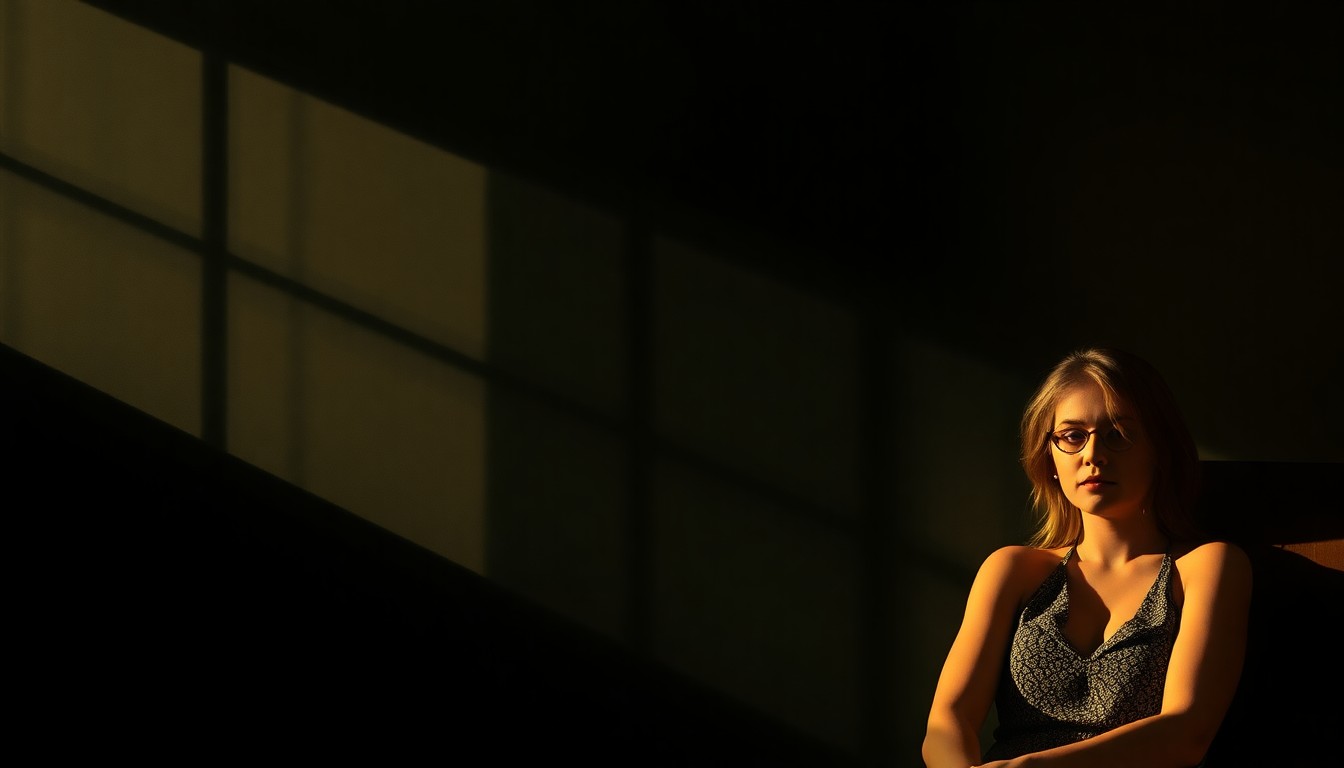 A cinematic painting of a single Trump grandchild, such as Kai or Theodore, sitting alone in a warm, sunlit room, their face partially obscured by shadows, conveying a sense of quiet contemplation and the passing of a political legacy.