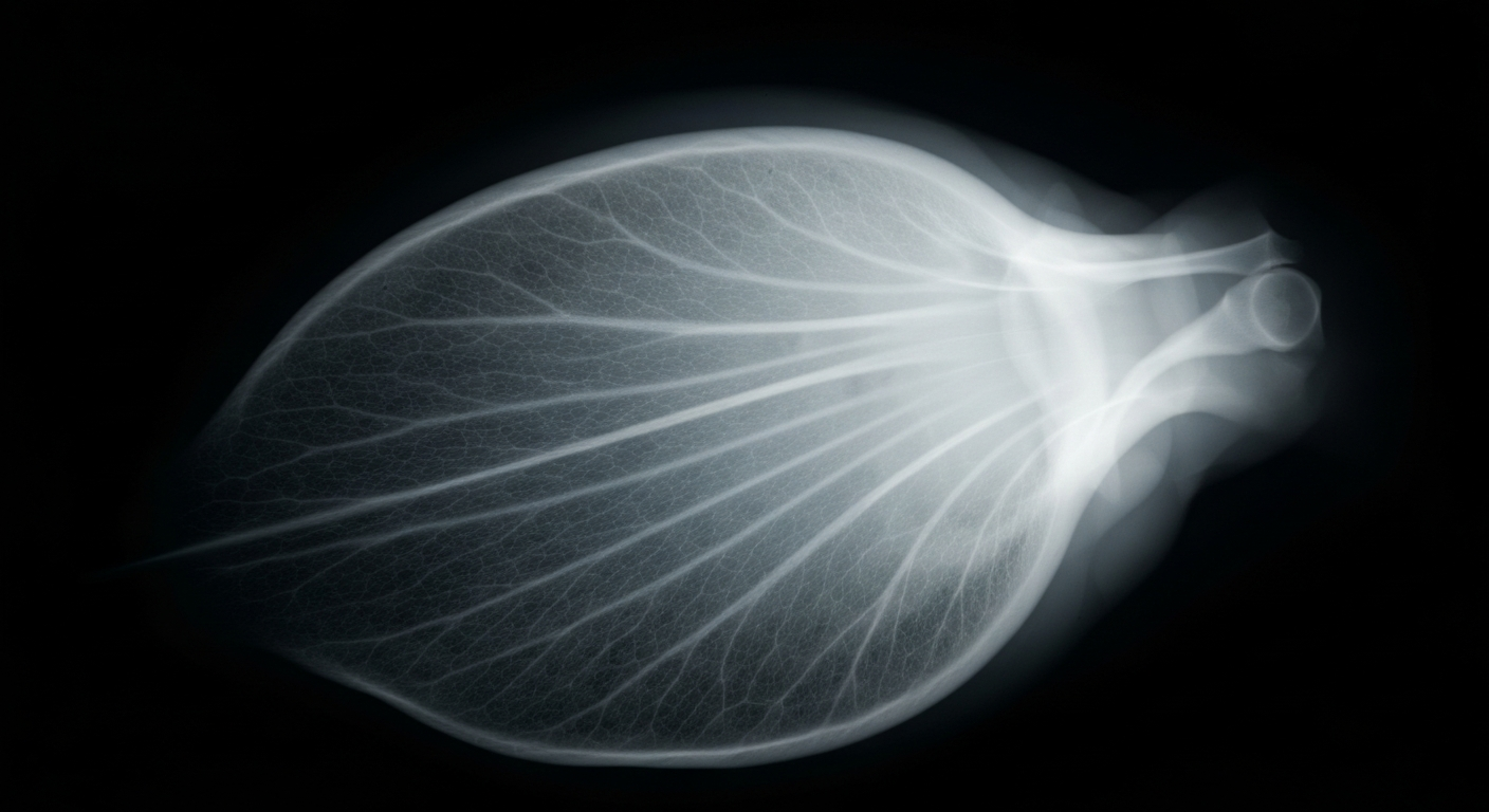 A translucent X-ray photograph revealing the intricate internal structures of the human eyelid, conceptually illustrating the delicate nature of eyelid surgery.