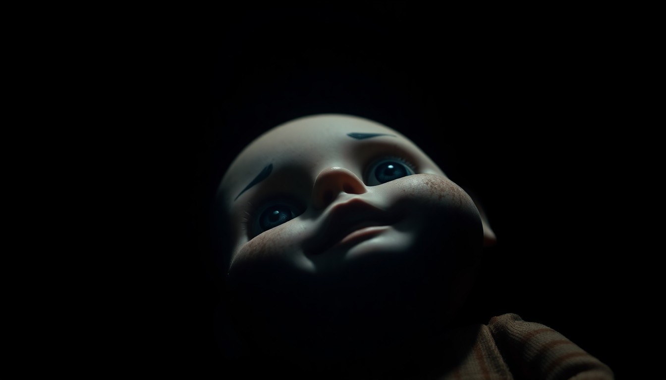 An extreme close-up photograph of a dirty, damaged child's toy, conceptually representing the neglect and abuse suffered by the children in this case.