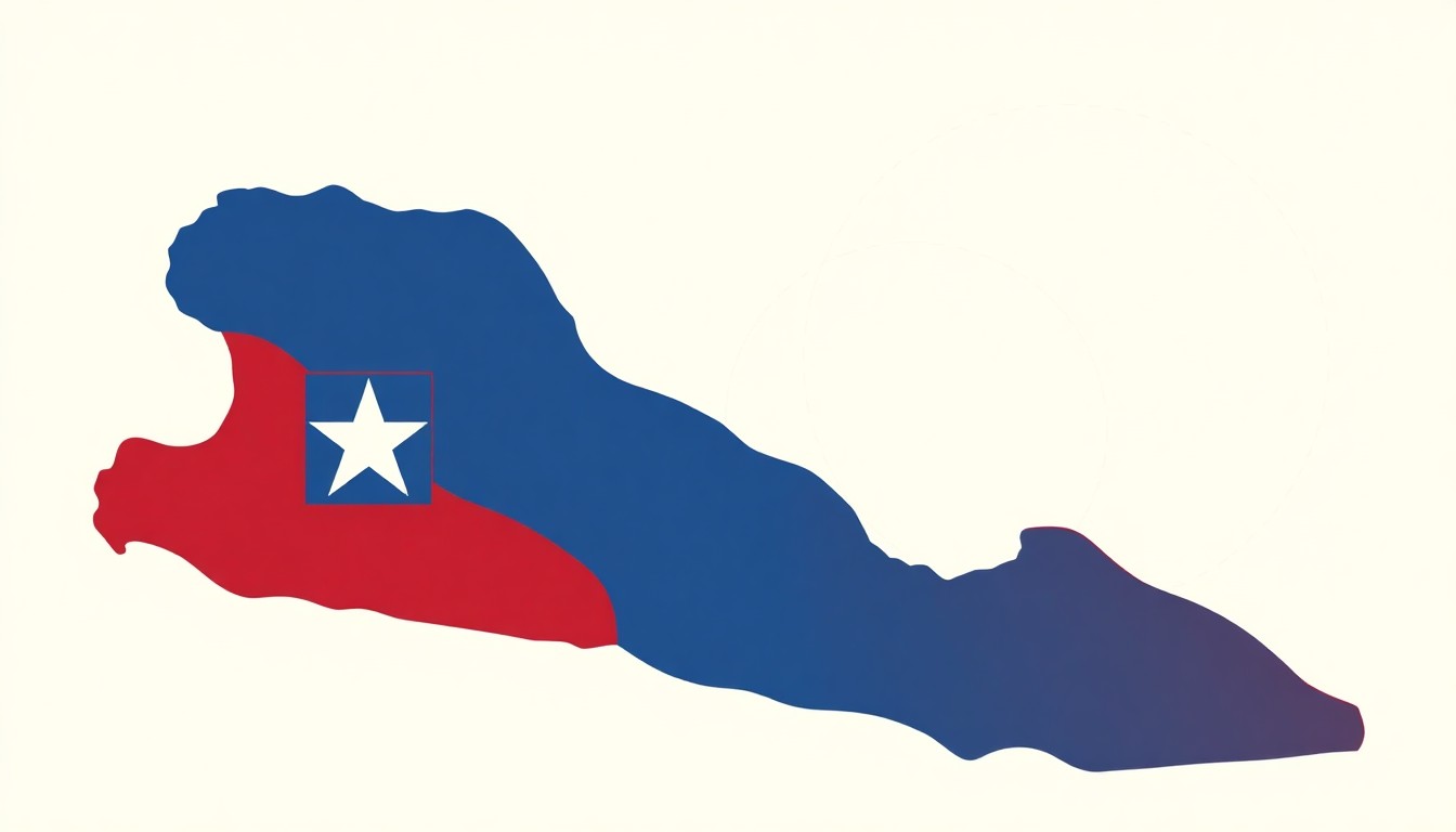 A minimalist illustration composed of bold geometric shapes in primary colors, conceptually representing the economic challenges facing Haiti, including the impact of higher oil prices and the need for improved governance and fiscal management.