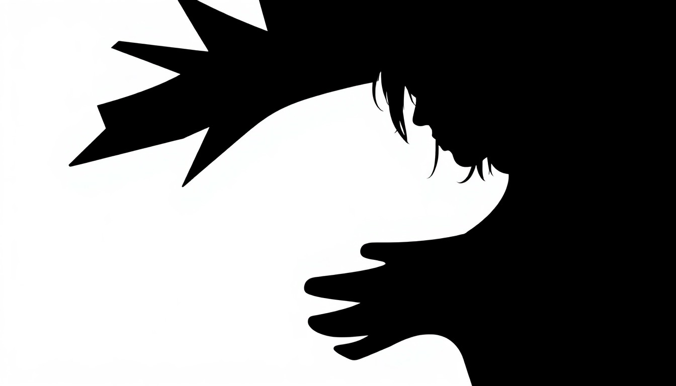 A striking abstract composition of jagged geometric shapes and bold black silhouettes, capturing the essence of Joni Mitchell's influential folk-rock sound without any literal imagery.