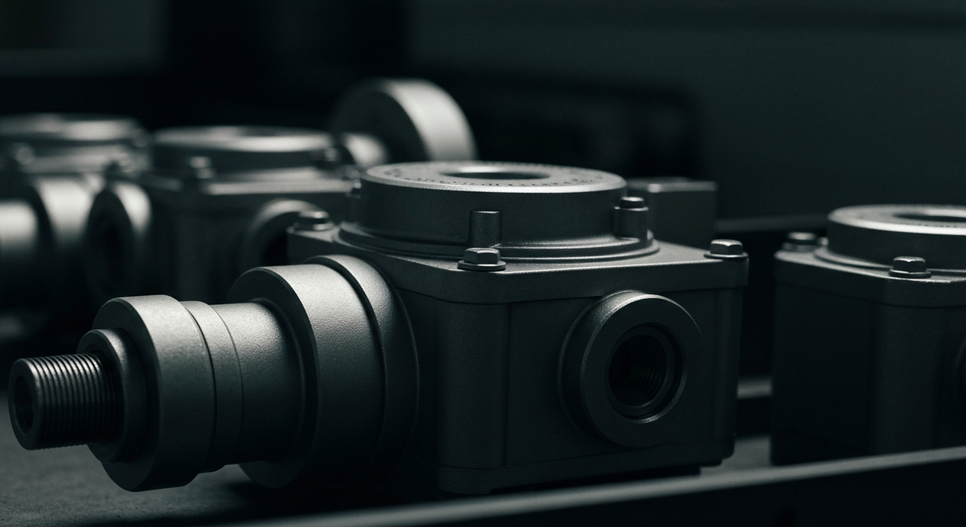 An extreme close-up of a series of interlocking metal gears and machinery, representing the behind-the-scenes technology and financial systems driving the voice AI market.