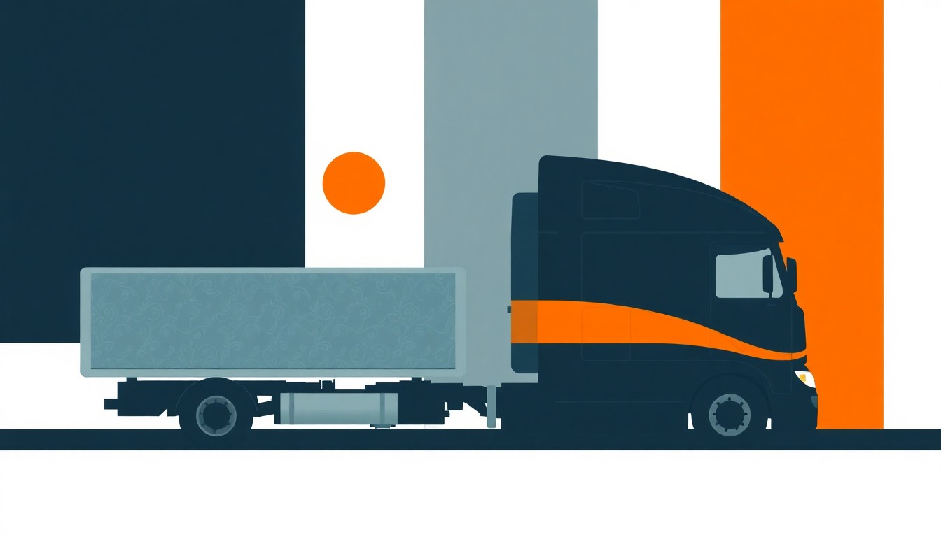 An abstract illustration featuring overlapping triangles and rectangles in shades of dark gray, blue, and orange, conveying the financial pressures facing the transportation industry due to high gas prices.