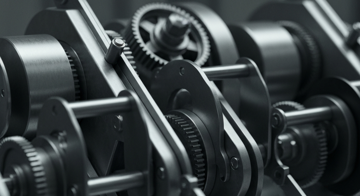 An extreme close-up of heavy, industrial banking equipment and mechanisms, representing the behind-the-scenes infrastructure supporting Better Home & Finance's business.