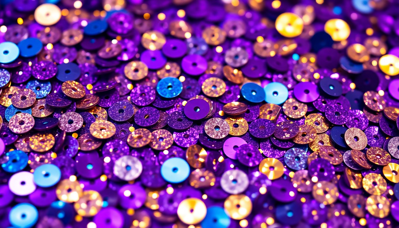 An abstract, high-contrast close-up photograph of luxurious sequined fabric in rich, jewel-toned colors, conceptually representing the glitz and glamour of a high-profile television premiere event.