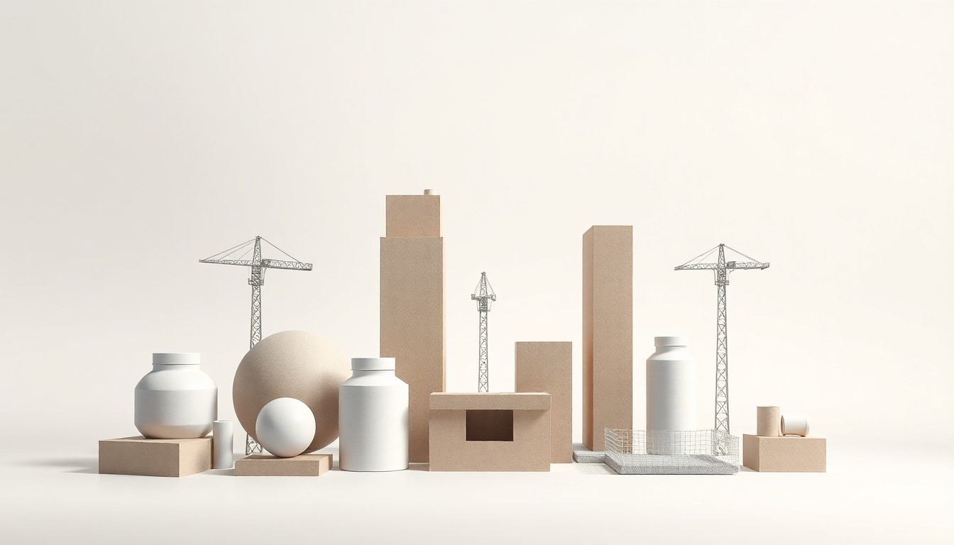 A high-end, photorealistic studio still-life photograph featuring a collection of simple, premium objects arranged elegantly on a clean, monochromatic background, conceptually representing the complex tensions between urban development and the preservation of local businesses and community identity.