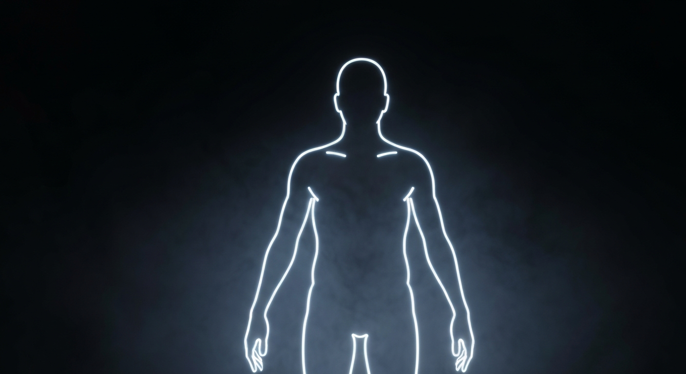 A minimalist design in the style of Keith Haring, featuring a glowing neon outline of a human figure against a dark background, conceptually representing the impact of the fentanyl crisis on the Odessa community.