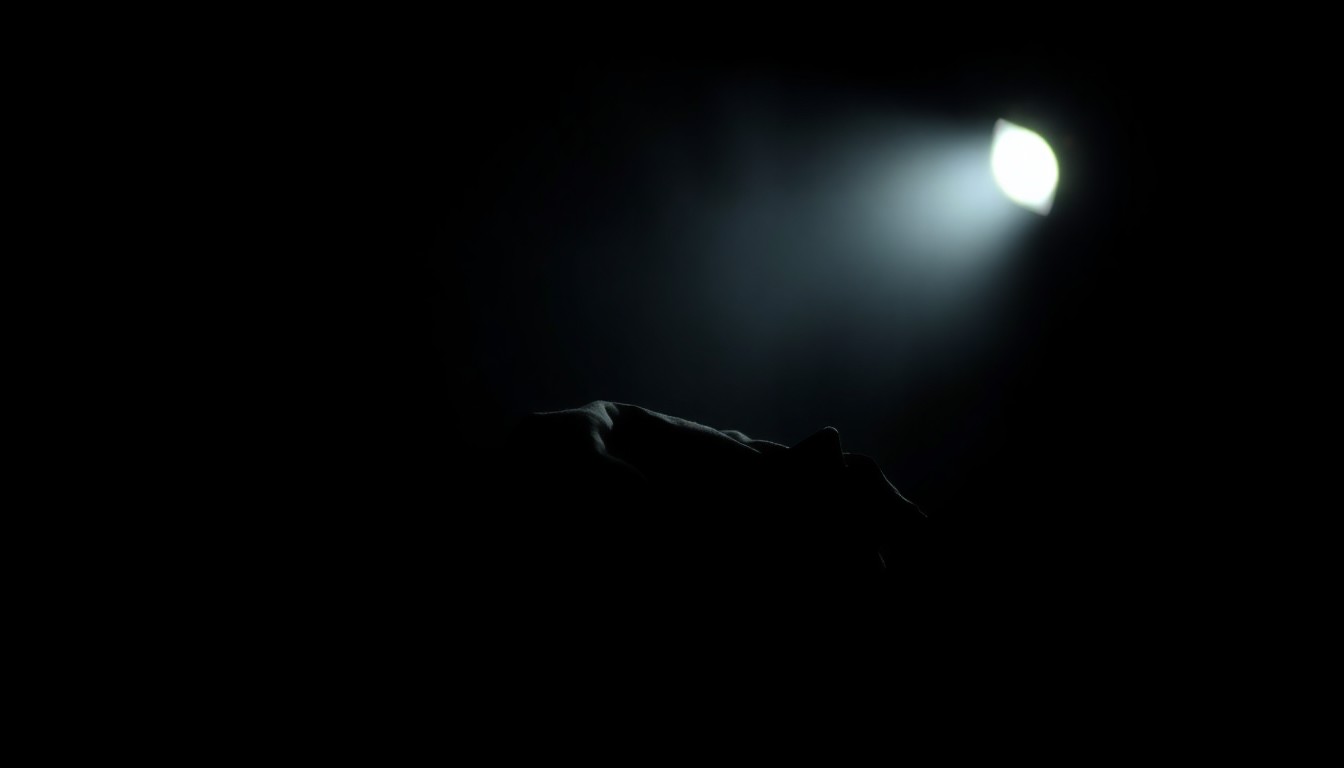 An extreme close-up photograph of a crumpled piece of clothing or personal item, dramatically lit by a harsh flash against a dark background, conceptually representing the somber details of a missing persons case.