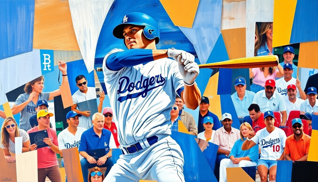 A cubist, geometric painting depicting a baseball player's swing broken down into overlapping planes of blue, white, and gray, capturing the dynamic motion and physical strain of the sport.
