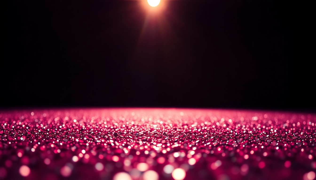 An extreme close-up of shimmering, glittering sequins captured in dramatic, high-contrast studio lighting, conveying the glamour and artistry of the entertainment world.