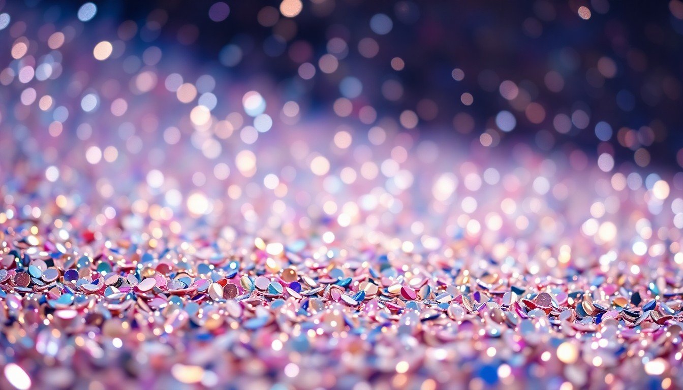 An abstract close-up photograph featuring a dramatic, high-contrast composition of shimmering sequins and glittering disco ball fragments, conveying the glamour and energy of a singing competition stage.