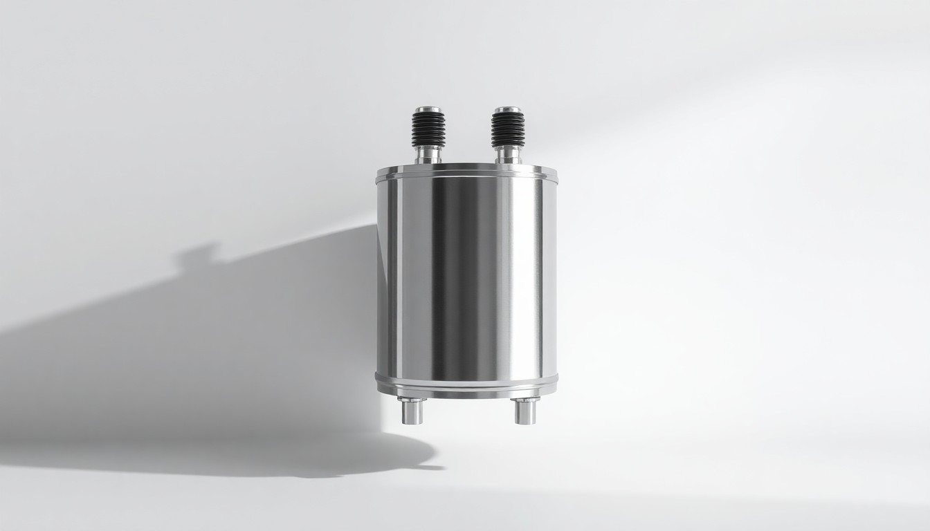 A highly detailed, photorealistic studio photograph of a polished metal electrical transformer or substation component floating against a clean, monochromatic background, dramatically lit to convey the abstract corporate strategy behind Duke Energy's rate increase proposal.